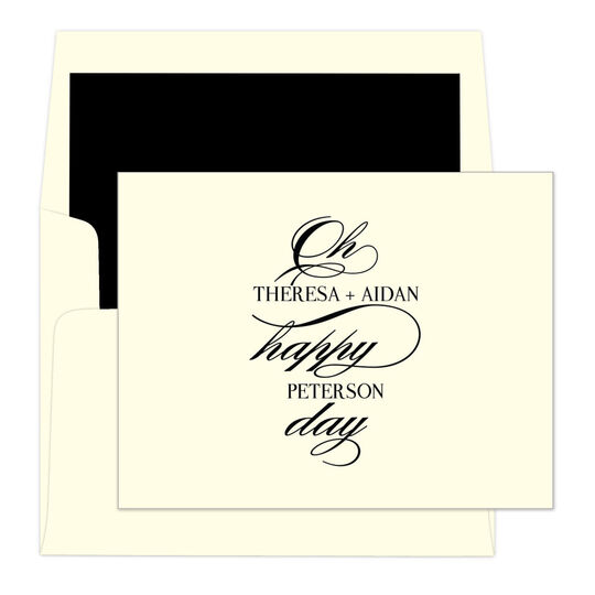 Oh Happy Day Folded Note Cards - Raised Ink